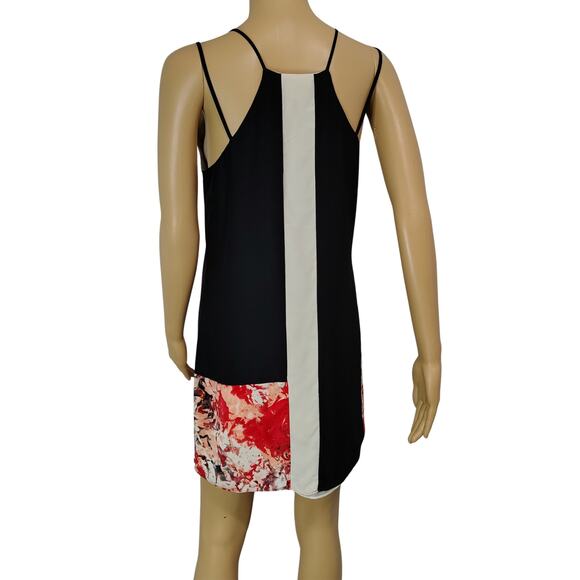 SILK PARKER Slip Dress Patchwork Floral Keyhole Strappy Black Red White Size S - Picture 8 of 10